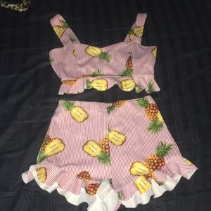 Forever 21 Pineapple Print 2 Piece Set